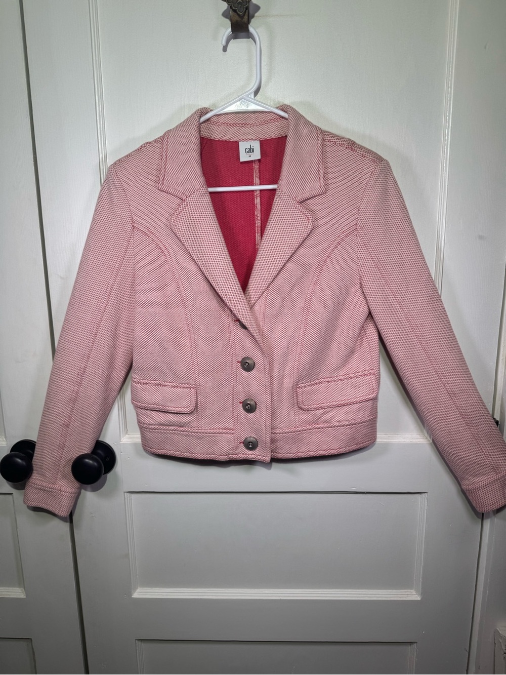 CAbi Pink Cropped Tailored Blazer